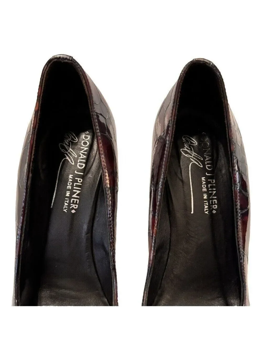 Donald J Pliner Arin Brown Tortoise Patent Leather Peep Toe Heels Sz 7M Italy